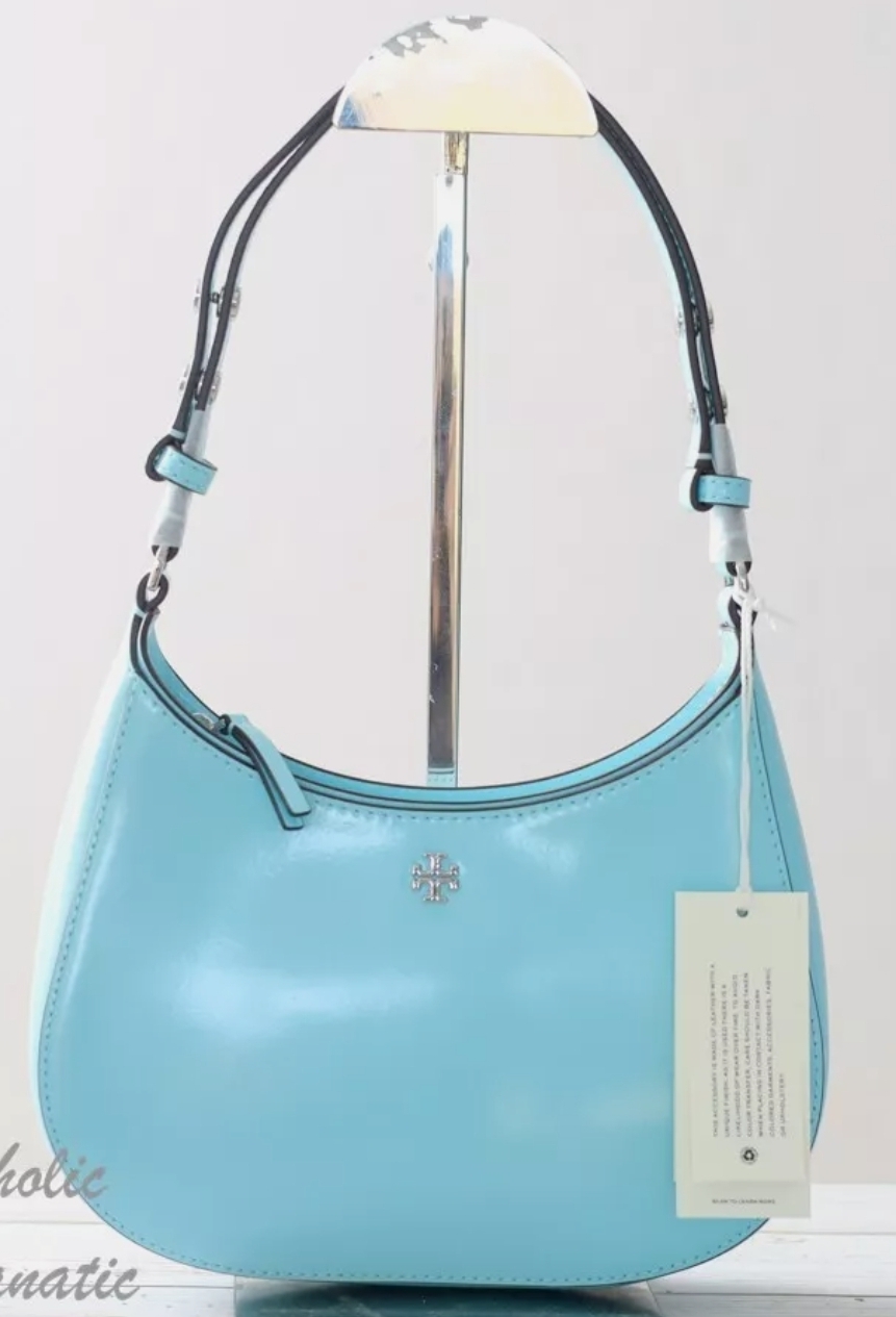 [S] TORY BURCH EMERSON PATENT SHOULDER BAG,LIGHT CELESTE, 147940-400 (STB577)