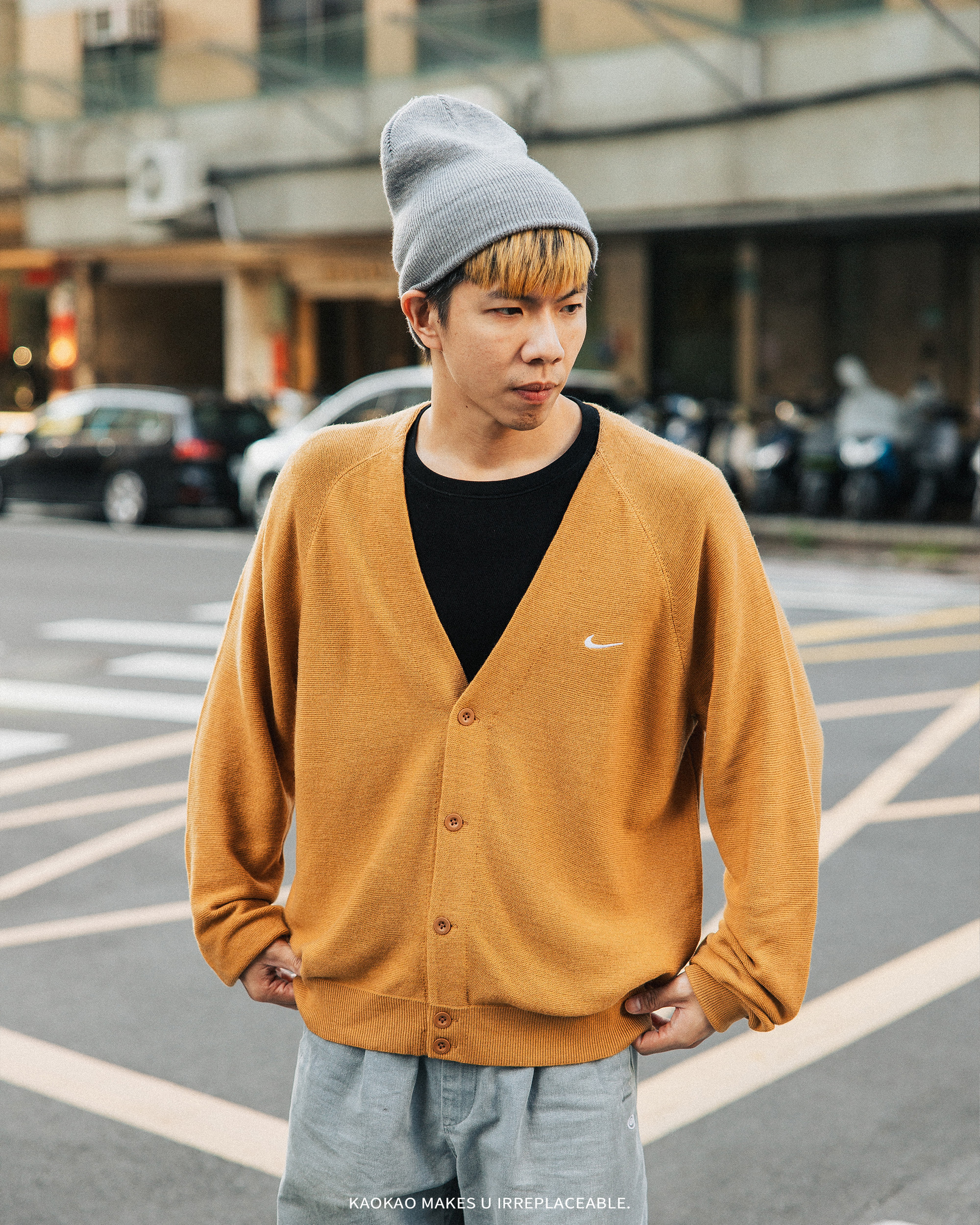 NIKE 姜黃日式復古 開襟針織衫【DQ6307-722】