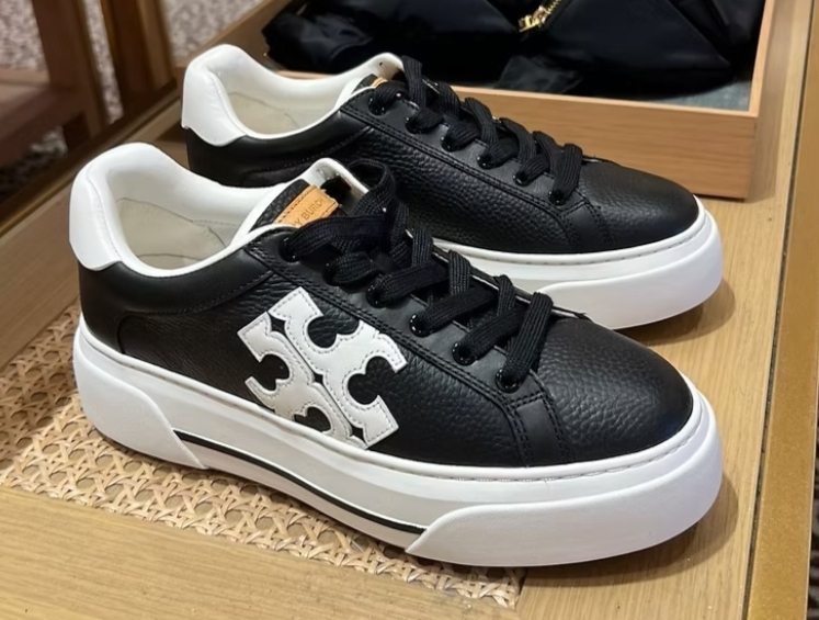 [S] TORY BURCH COLORBLOCK FLATFORM SNEAKER,PERFECT BLACK/SNOW WHITE/SNOW WHITE, 156540-008 [FINAL SALE] (STB698)