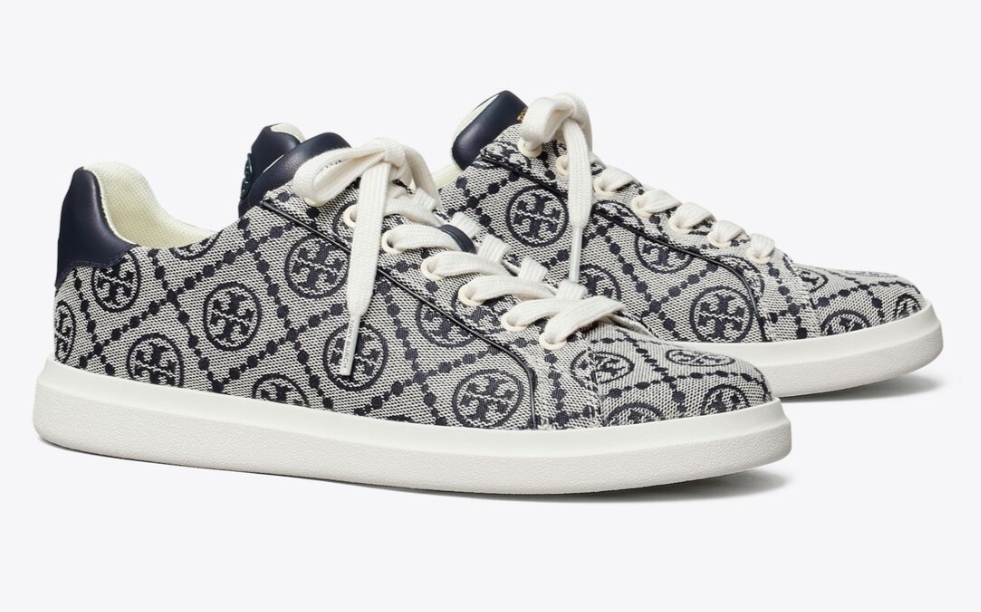 [S] TORY BURCH HOWELL T-MONOGRAM JACQUARD/ CALF LEATHER,PERFECT NAVY/PERFECT NAVY, 81249-416 [FINAL SALE] (STB639)