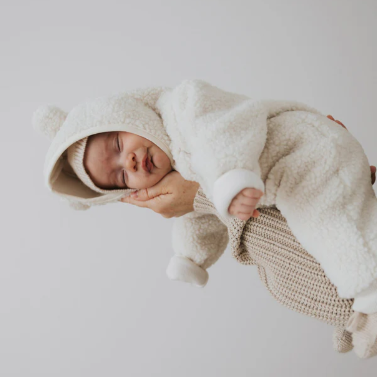 JAMIE KAY│Sasha Recycled Polyester Sherpa Onepiece熊耳朵蓬蓬連身衣． Natural