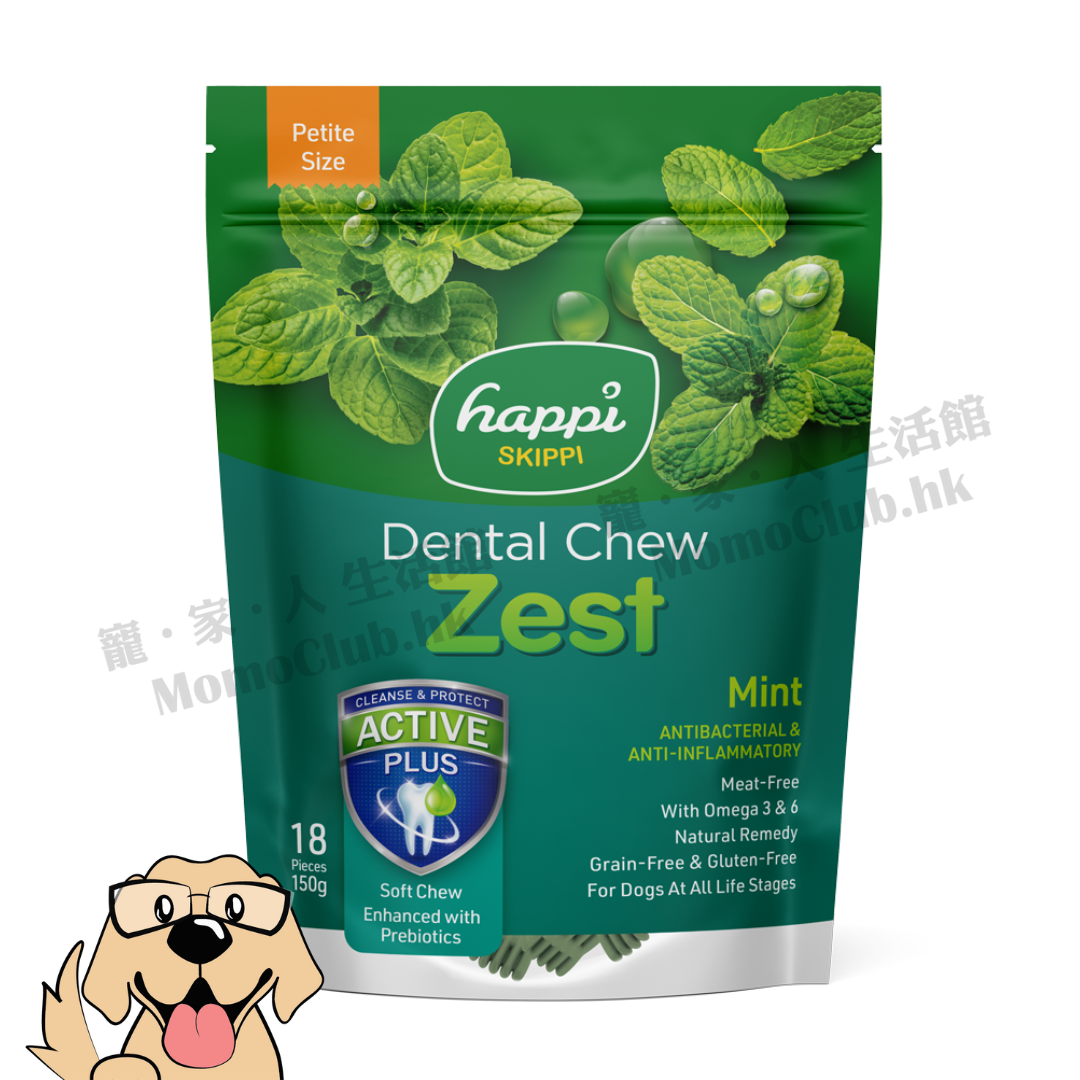 happi SKIPPI - 無麩質薄荷潔齒骨 18枝 150g [犬用]