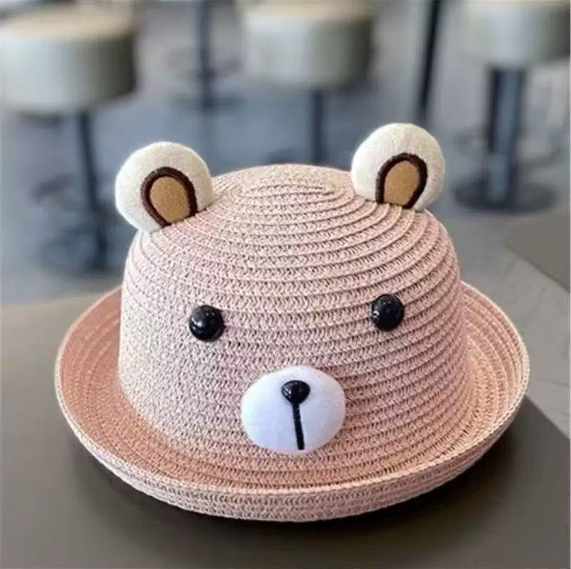 LCB03HW180PK  粉紅色可愛熊造型草帽