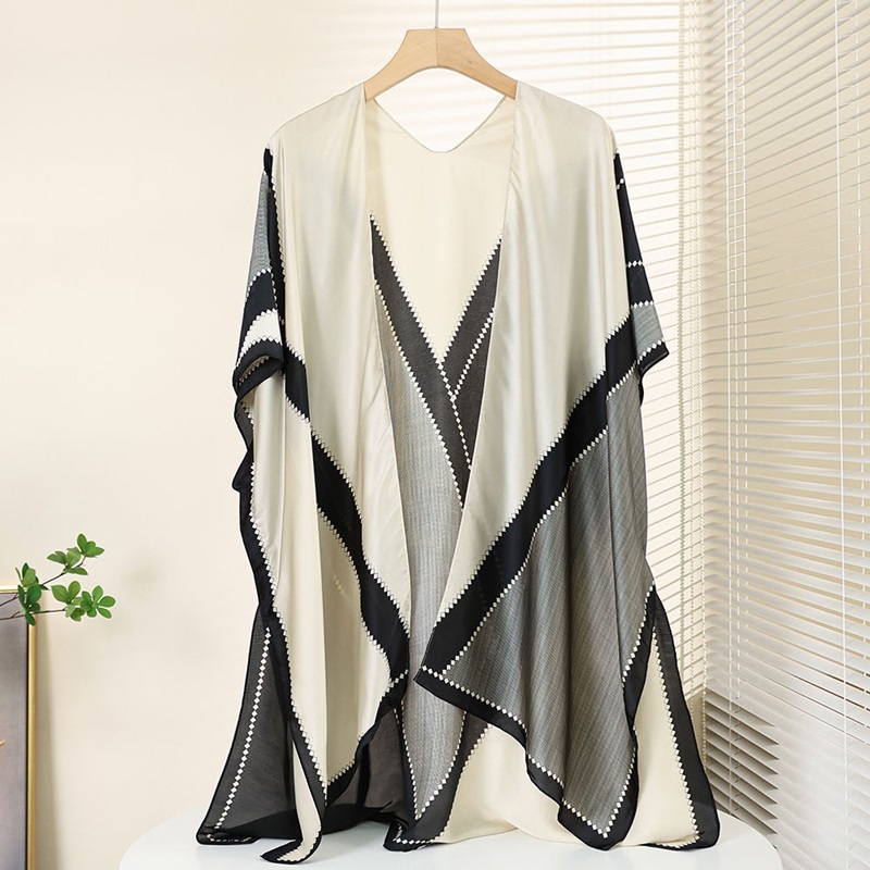 印花帶袖絲巾罩衫