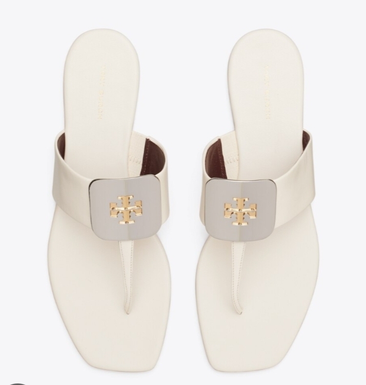 [S] TORY BURCH GEORGIA SANDAL CALF LEATHER,NEW IVORY, 161217-104 [FINAL SALE] (STB668)