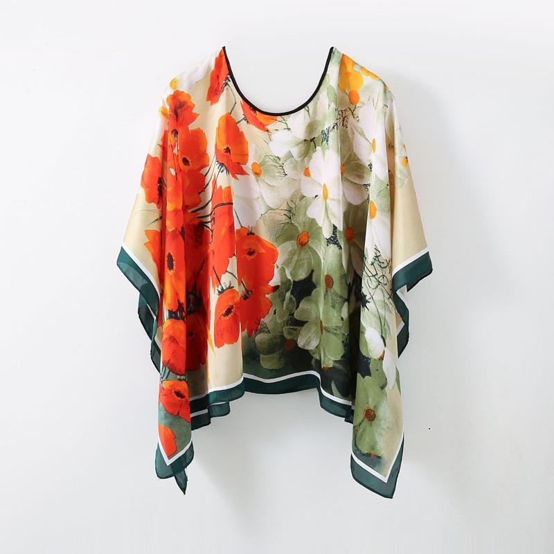 印花套頭絲巾罩衫 十七色