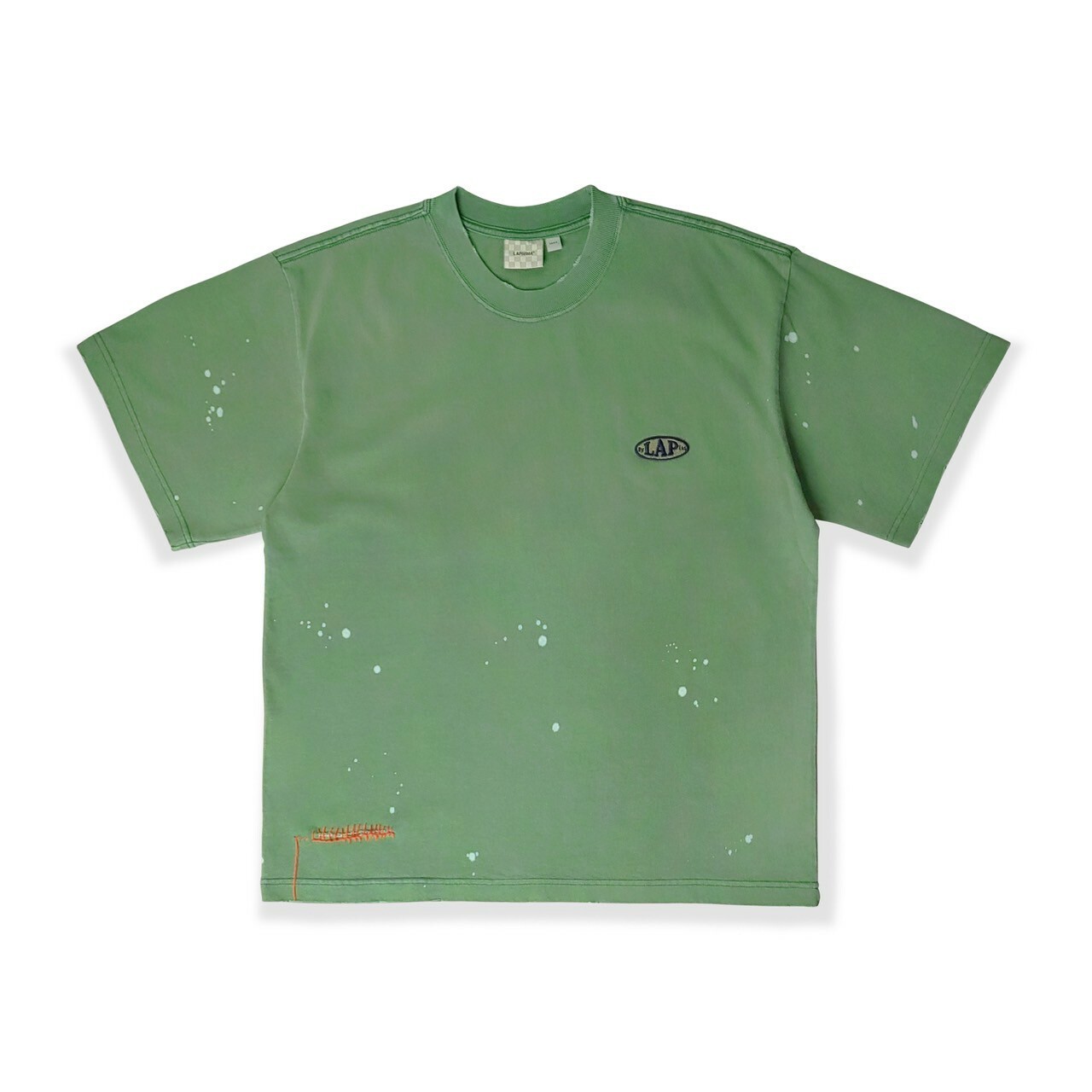 LAPRIMA 水洗縫線潑墨刺繡胸章圓領短Tee