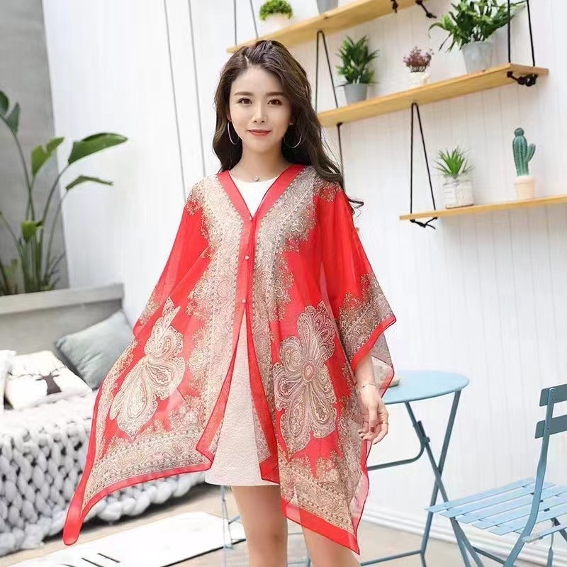 防曬圖騰絲巾罩衫 九色