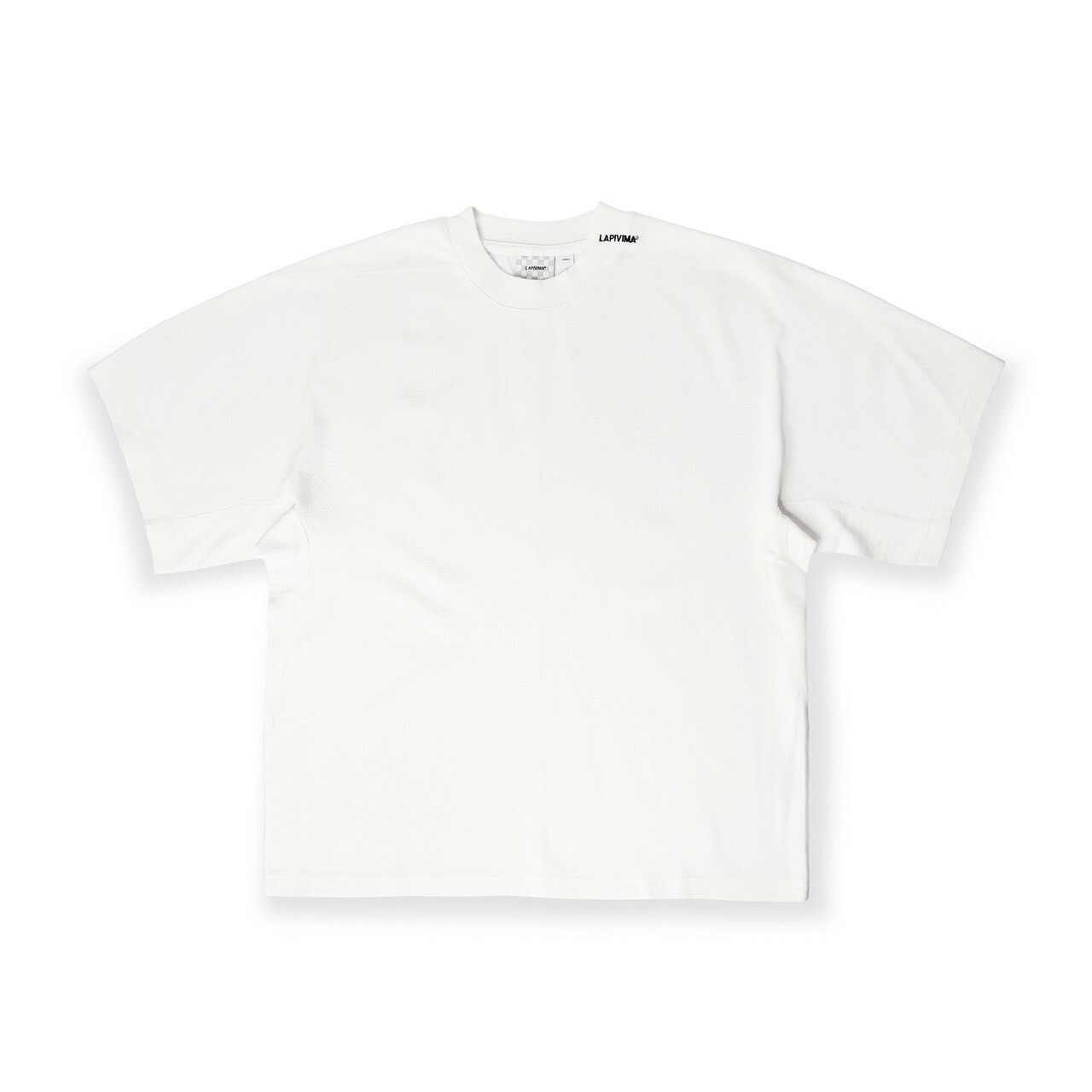 LAPRIMA 肌理感面料廓型剪裁拼接刺繡素色短Tee