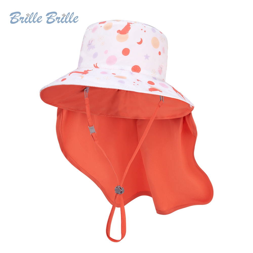 【Brille Brille】UPF50+物理防曬帽 海馬系列 頸部防護 (可收放型) - 星球跳跳/柴犬
