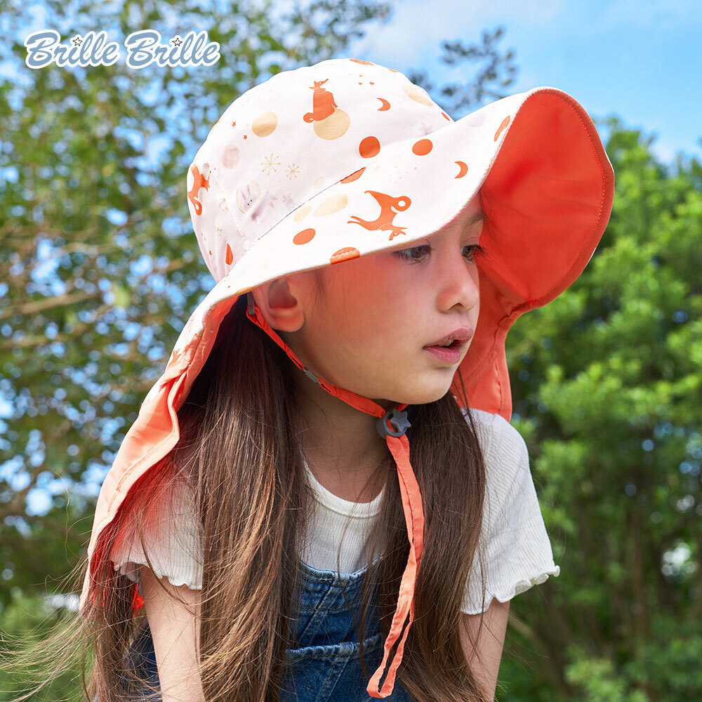 【Brille Brille】UPF50+物理防曬帽 海馬系列 頸部防護 (可收放型) - 星球跳跳/柴犬