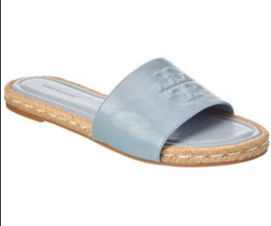 [S] TORY BURCH EVERLY ESPADRILLE SLIDE FELLINI DOMESTIC CN TUMBLED,FOUNTAIN, 154889-413 [FINAL SALE] (STB696)