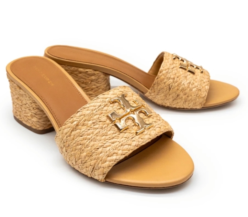 [S] TORY BURCH EVERLY RAFFIA BLOCK HEEL RAFFIA,ARENA, 88343-250 [FINAL SALE] (STB683)