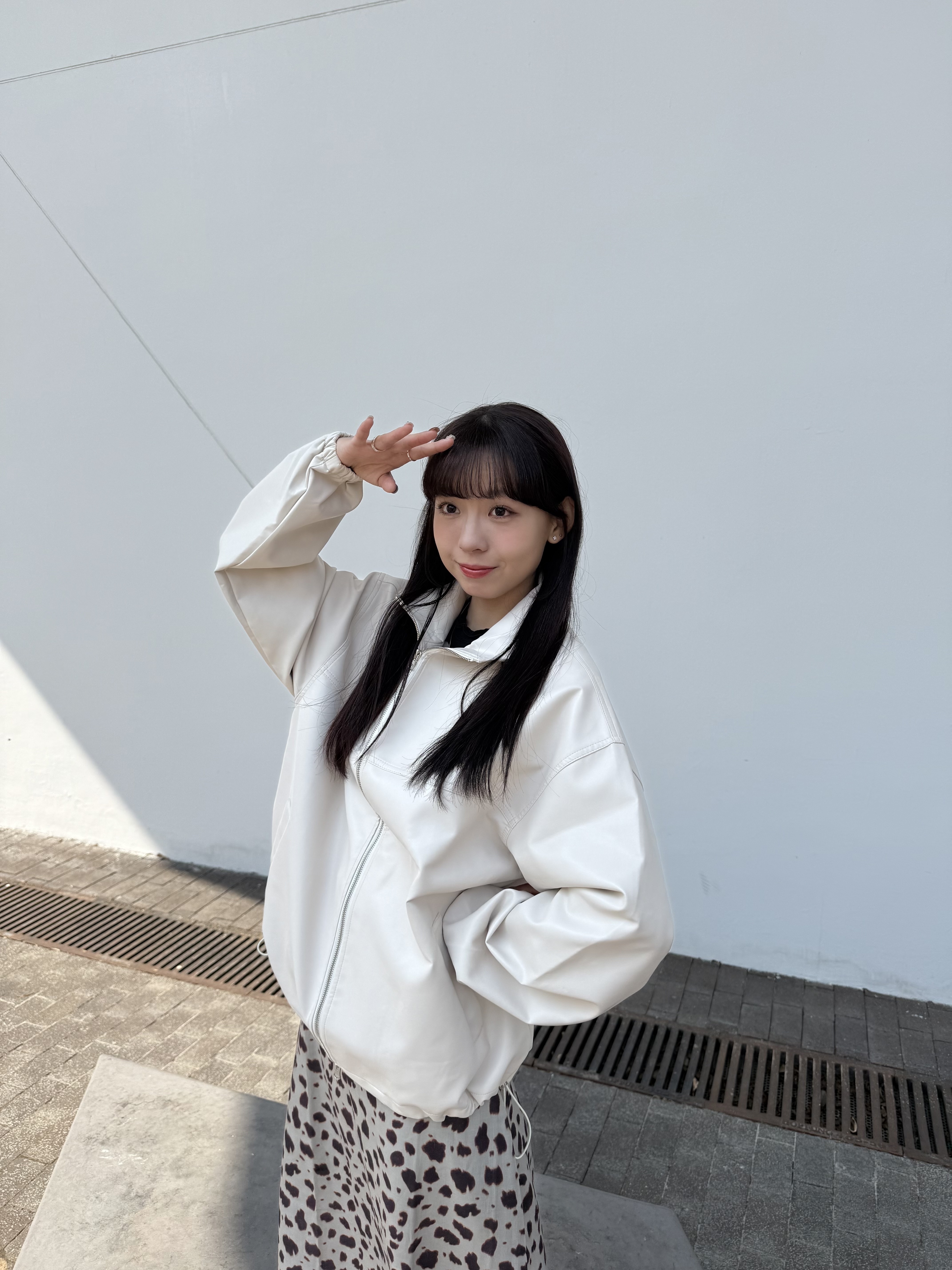 [兩色入] 春季oversize泡泡袖皮褸( Ivory ) 雙拉鍊！！