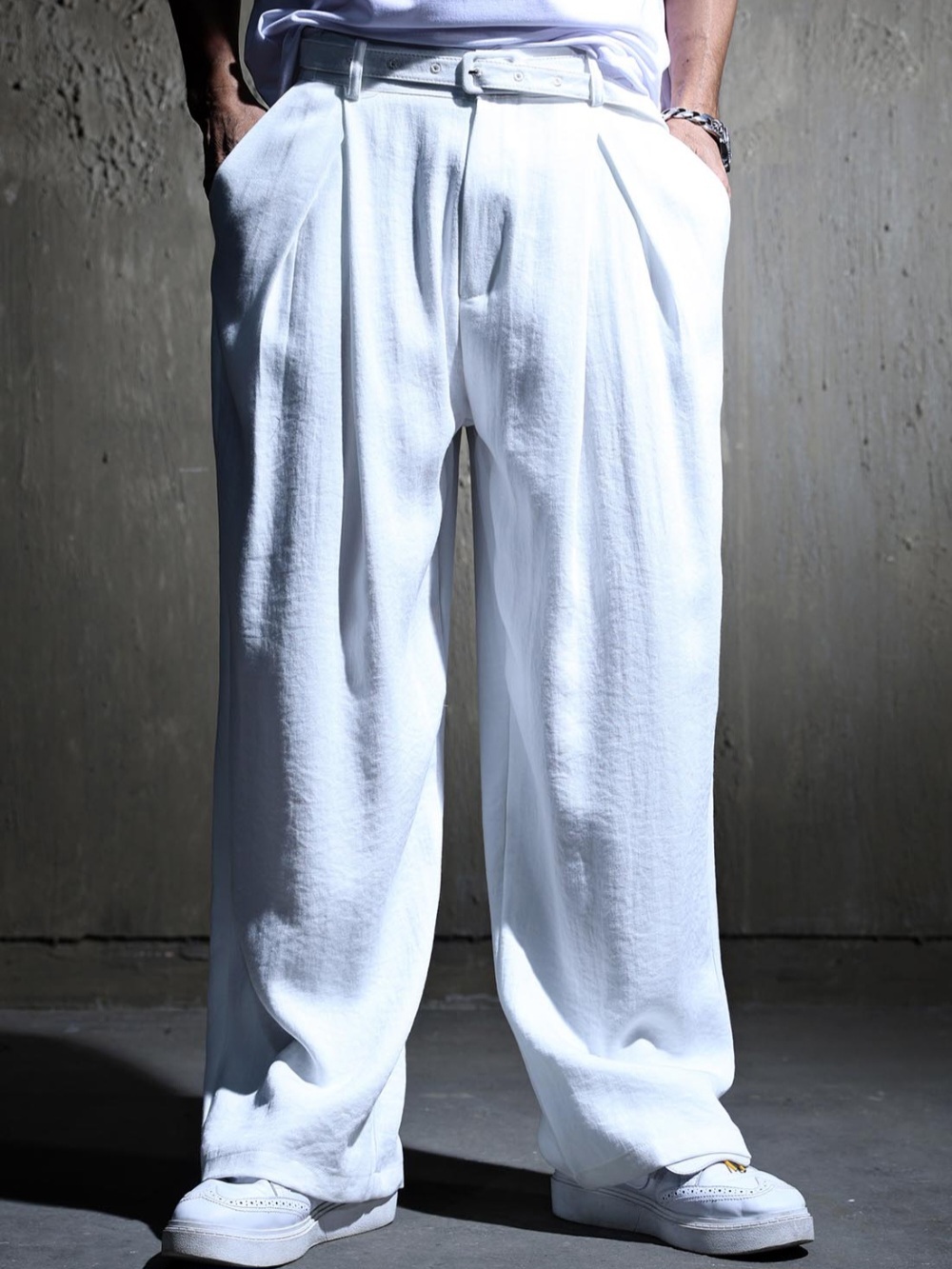 繫帶棉質休閒褲