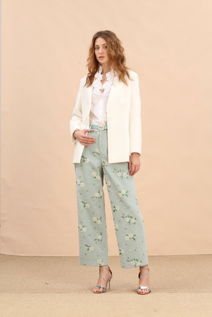 BE10113B1 莫內花園香草率重工牛仔直筒褲