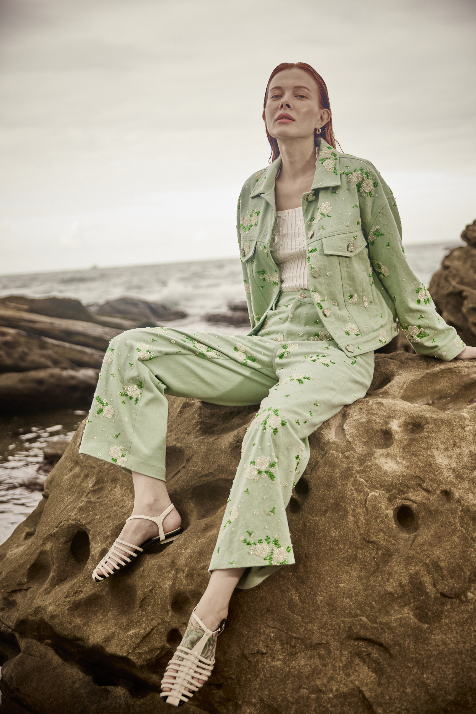 BE10113B1 莫內花園香草率重工牛仔直筒褲