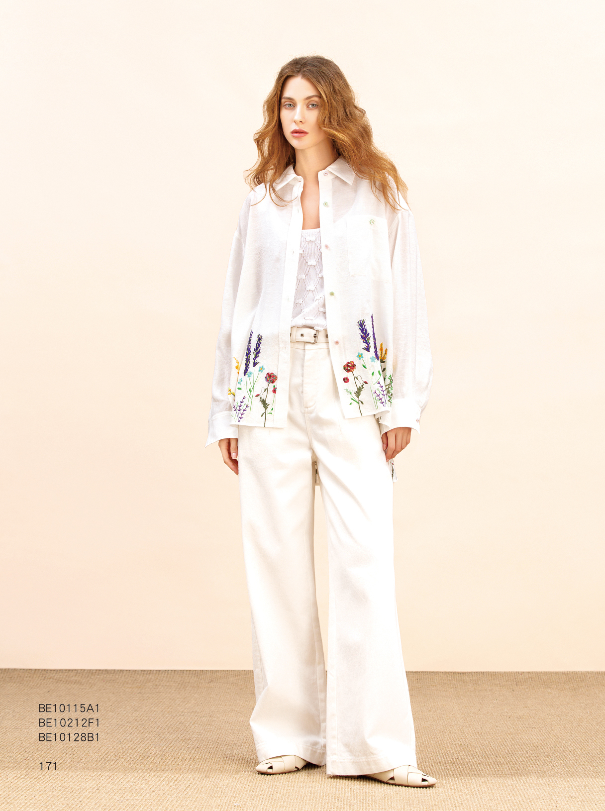 BE10128B1 車折直筒白牛仔寬庫 (附布腰帶)