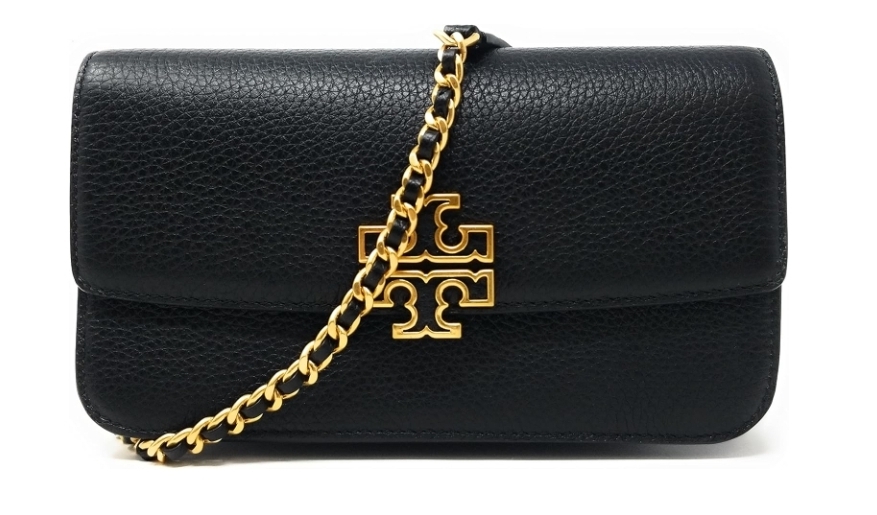 [S] TORY BURCH BRITTEN CHAIN WALLET W WRISLET,BLACK, 141012-001 (STB644)