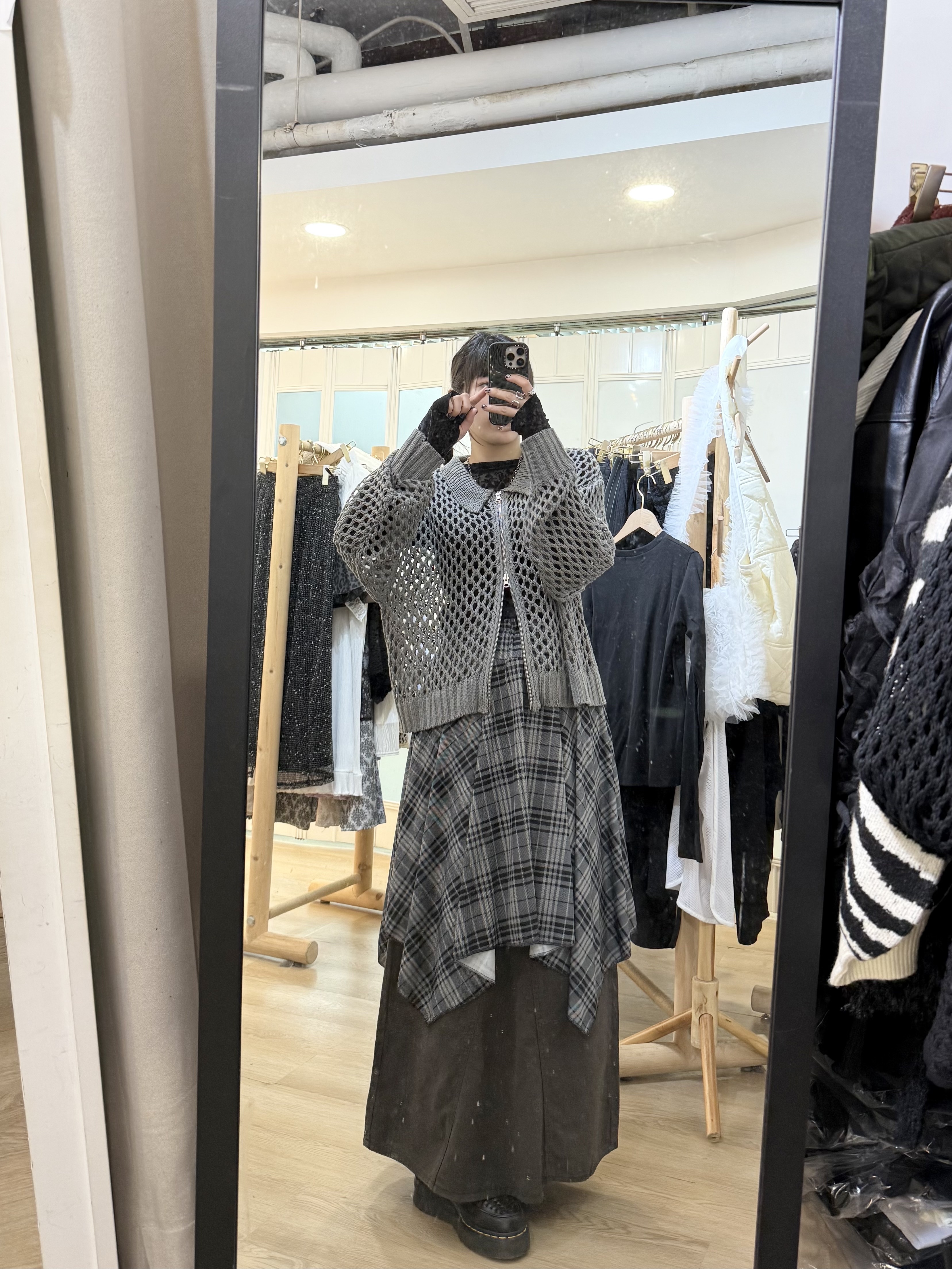 vintage感格仔不規則中裙