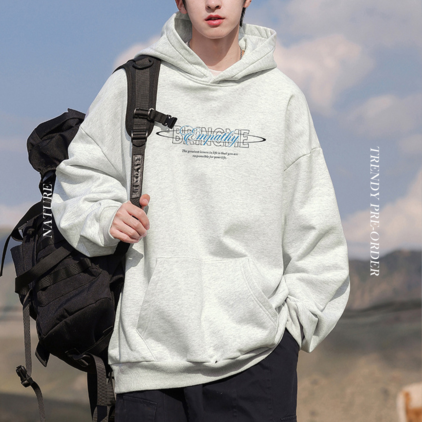 NATURE 400g重磅撞色印花帽踢