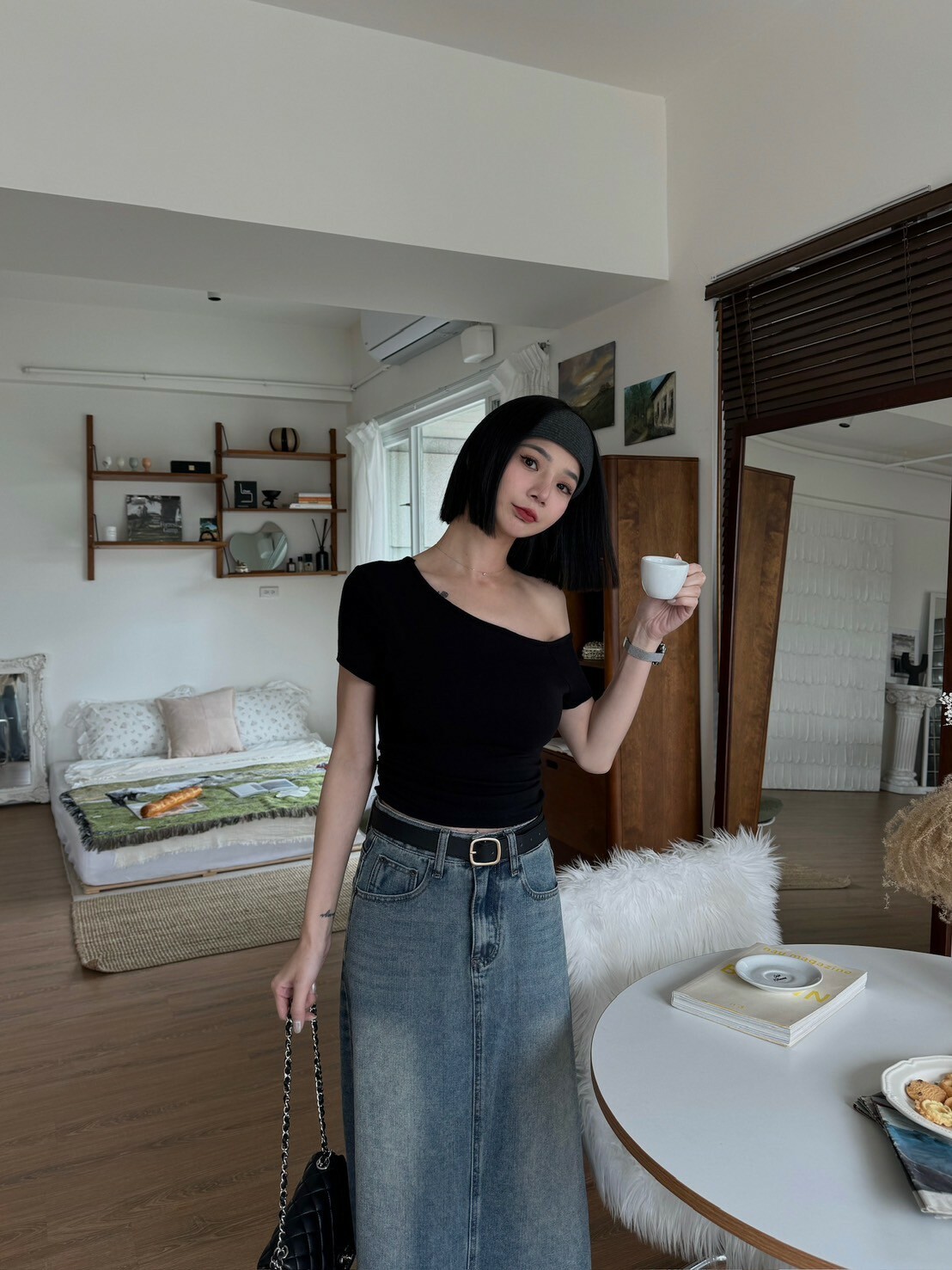 側抓皺斜肩BRATOP