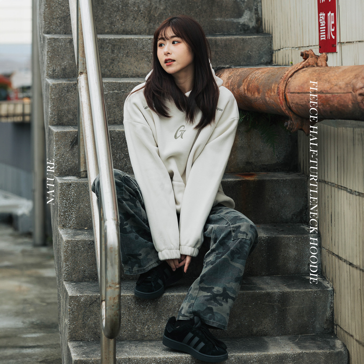 Nature 大G Logo 430g重磅搖粒絨刺繡帽Tee