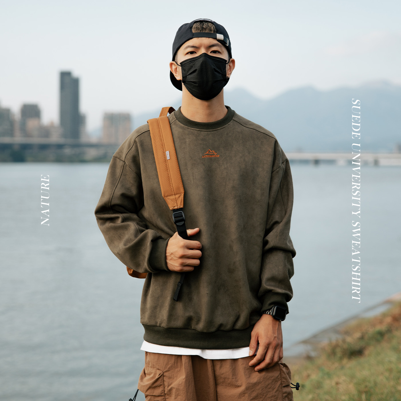 現貨NATURE 350g 厚磅 麂皮 落肩 大學Tee