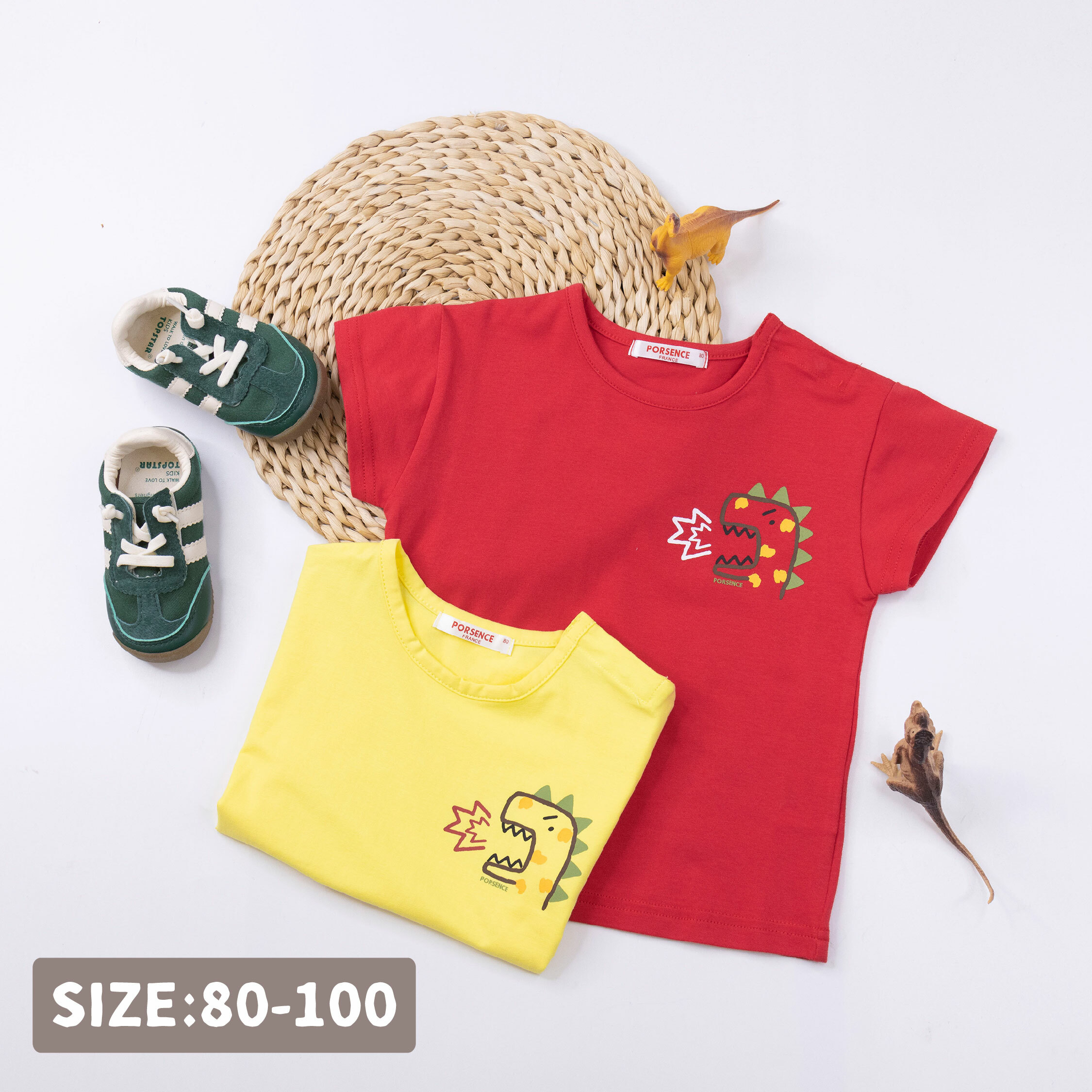 波紳士【12035】嘎嘎叫恐龍印花上衣＊二色