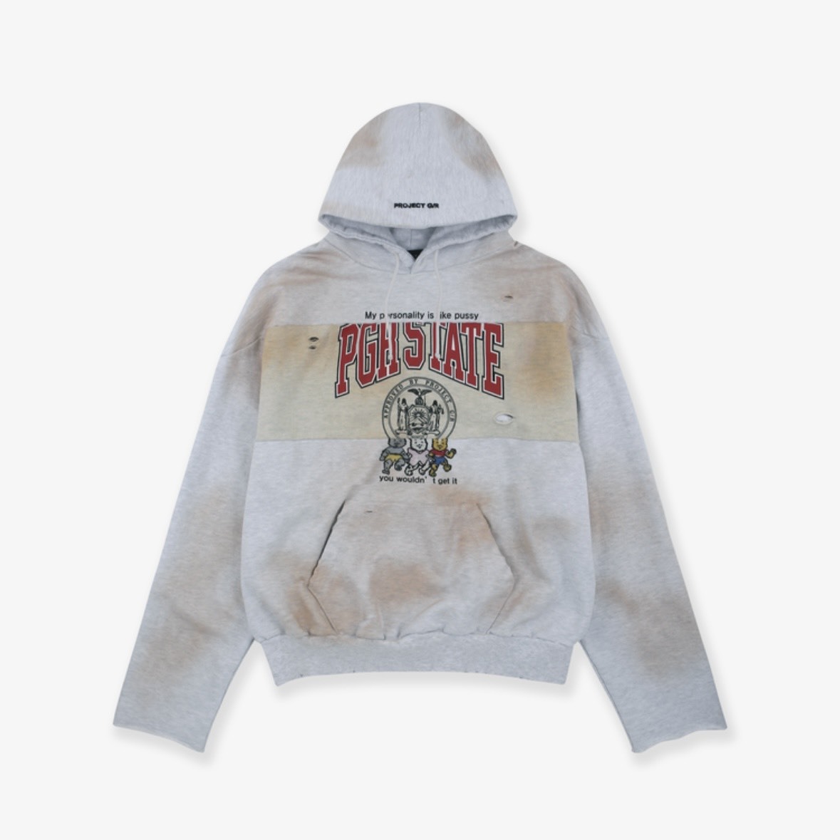 Project G/R REWORKED SPORT HOODIE - DIRTY MELANGE 拼接做舊