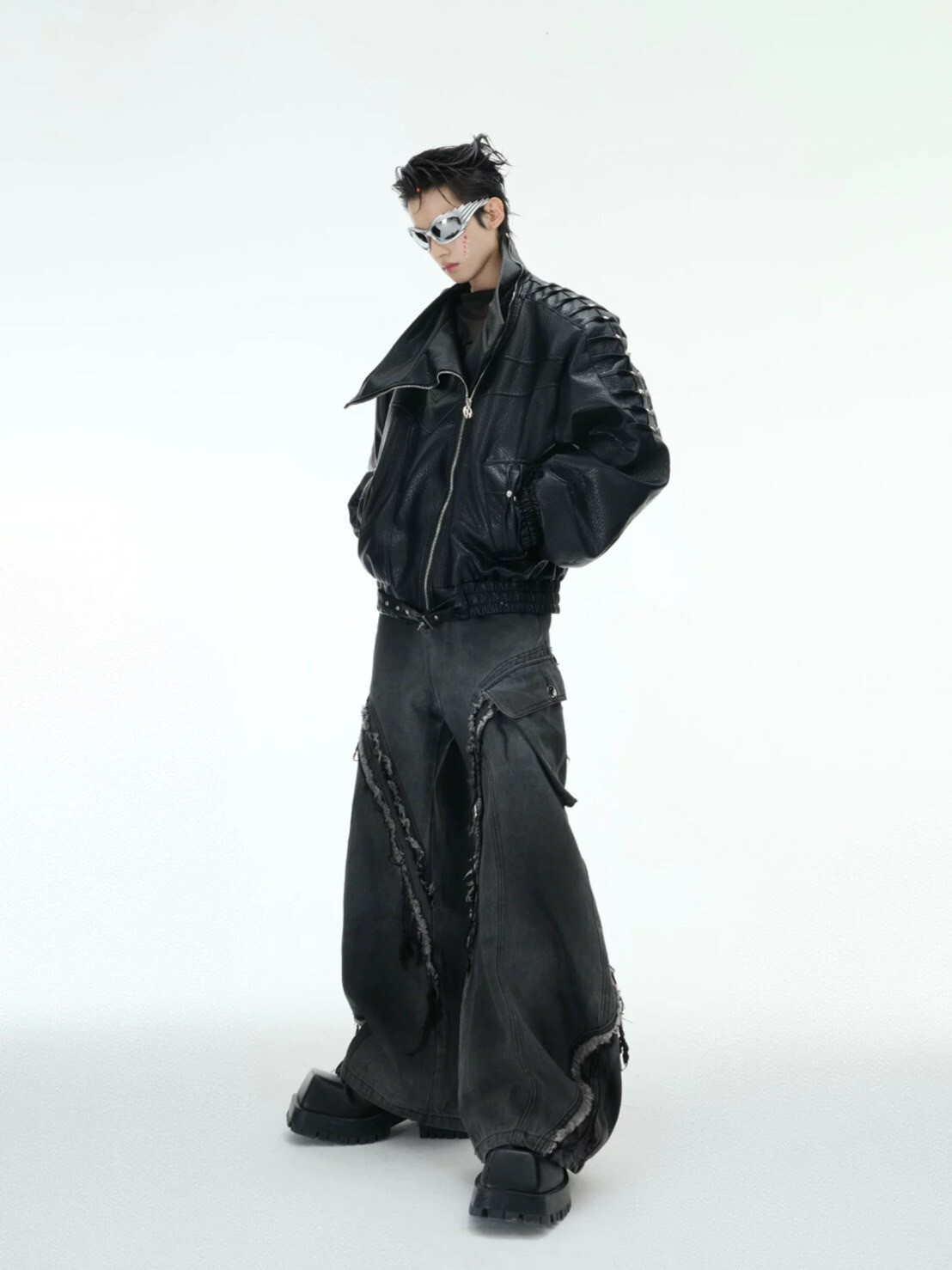 ARGUE 復古 毛邊 彎刀廓形 長褲  #牛仔褲