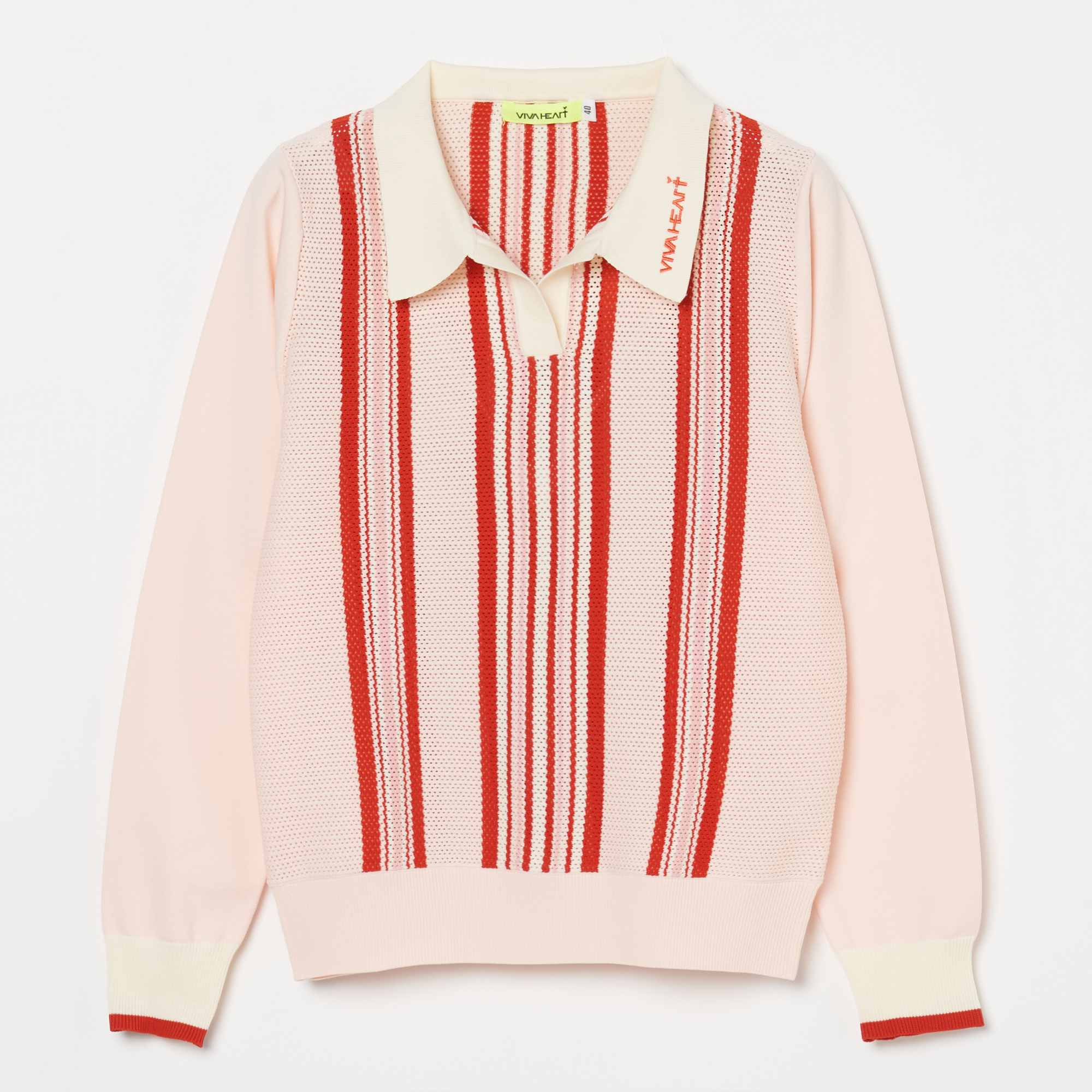 女士-多條紋長袖針織衫