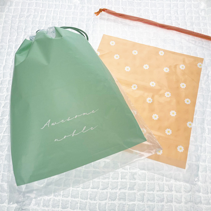 束口袋/綠、橙 37×45×10cm