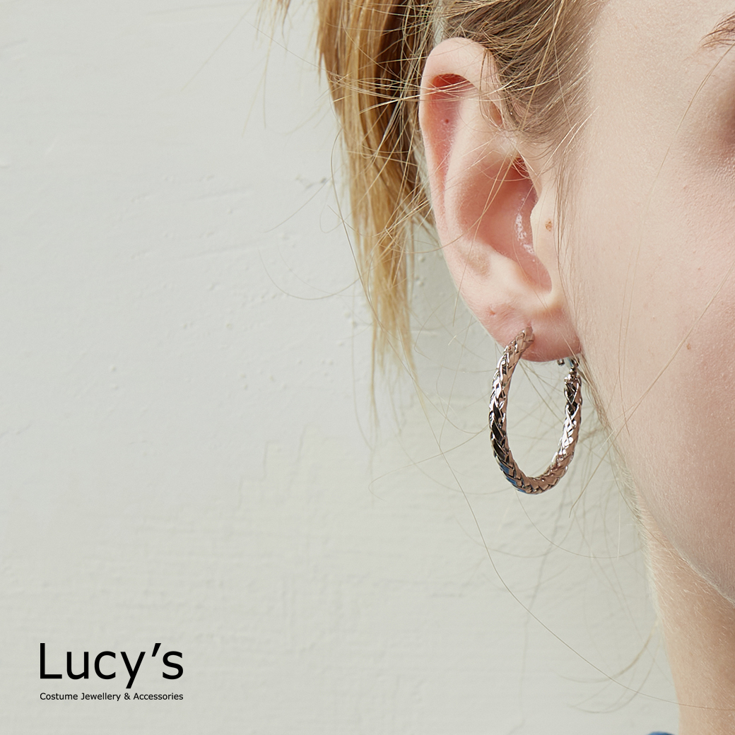 編織線圈 圈型耳環 (二色) (121585/121586)