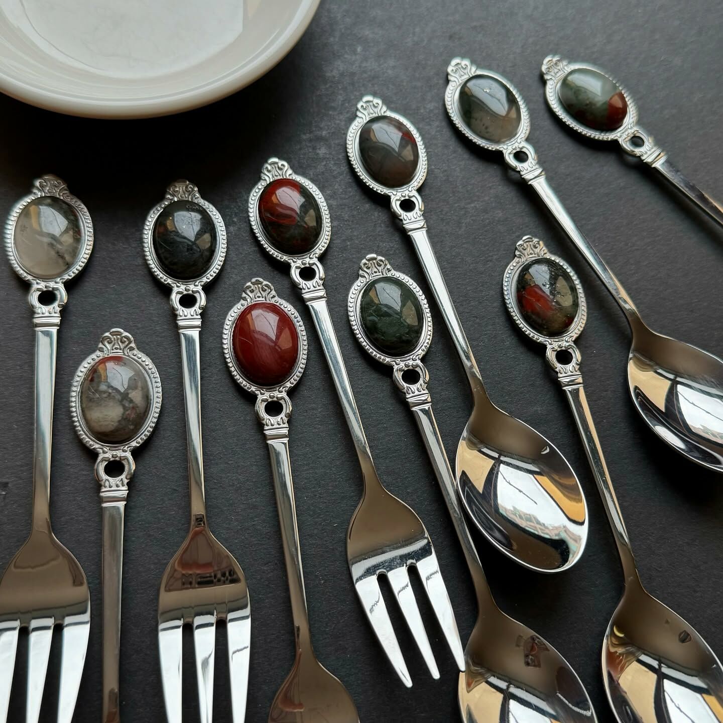 [原石] 龍血石 不銹鋼餐具 叉子、湯匙