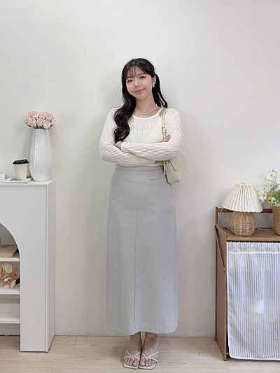 S~XL天絲竹節棉直筒長裙