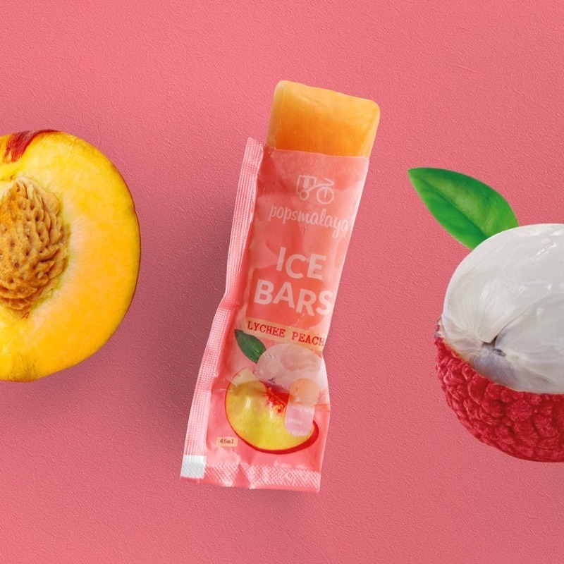 PopsMalaya-荔枝香桃純素冰條│馬來西亞製(01072)│低卡低糖│適合大人細路(6條 x 45ml)