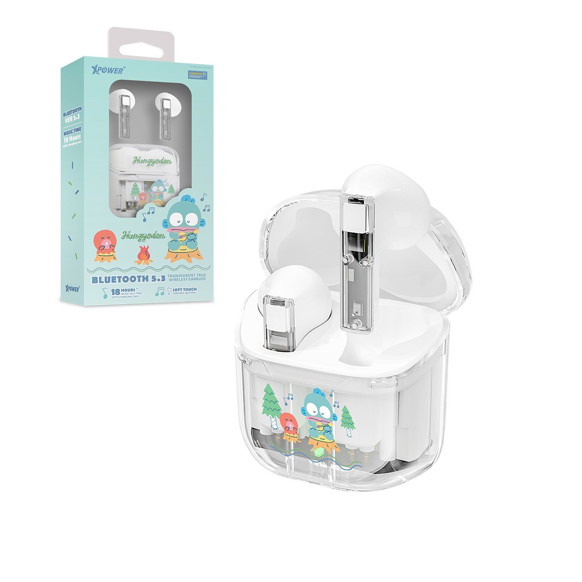 XPower x Sanrio Hangyodon BSE10 透明真無線藍牙5.3藍牙耳機