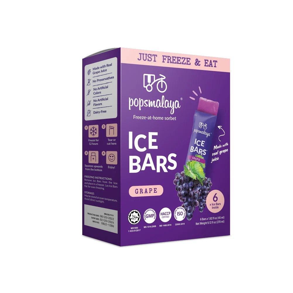 PopsMalaya-葡萄純素冰條│馬來西亞製(01065)│低卡低糖│適合大人細路(6條 x 45ml)