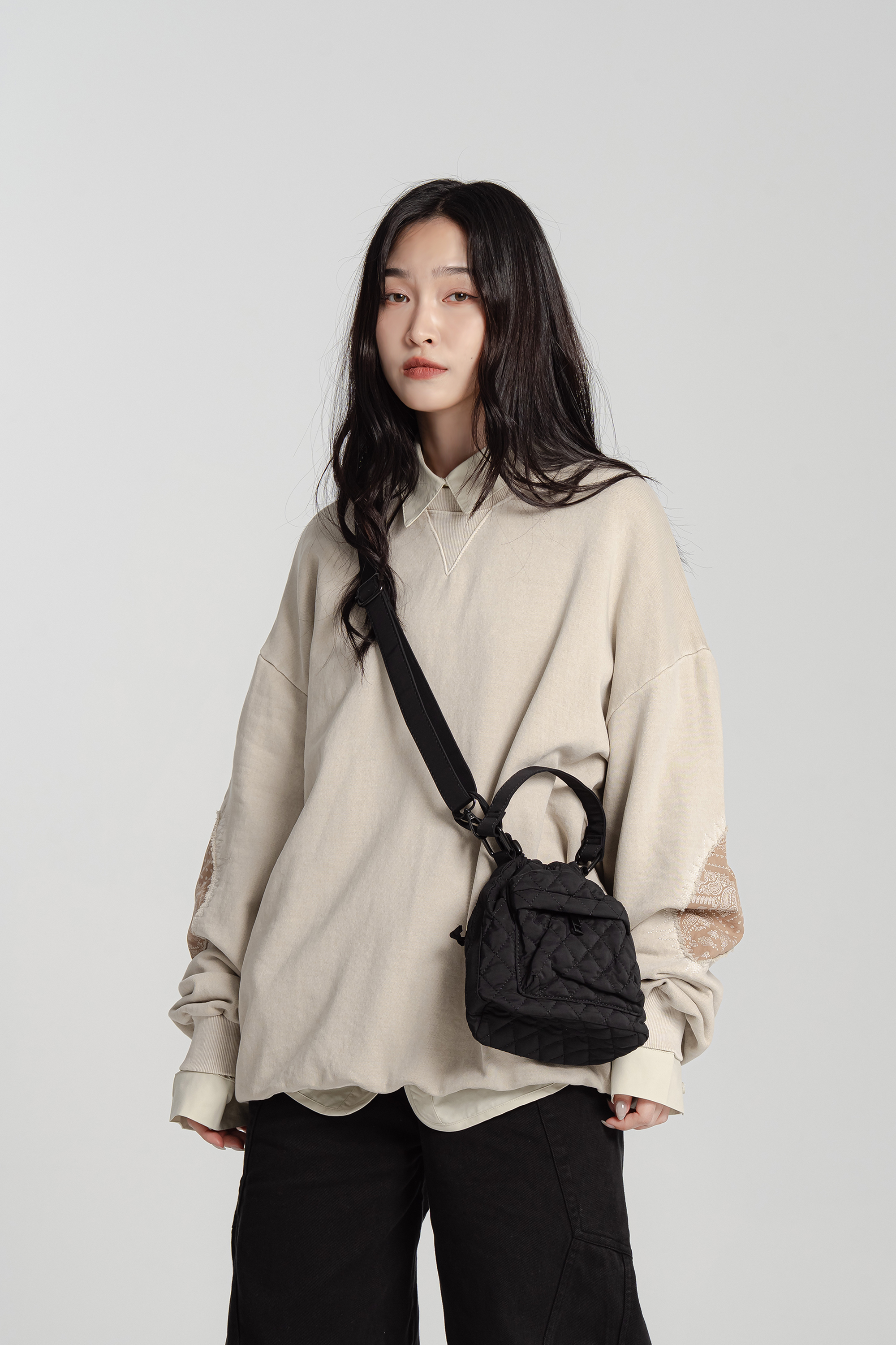 絎縫菱格紋兩用小包 2色