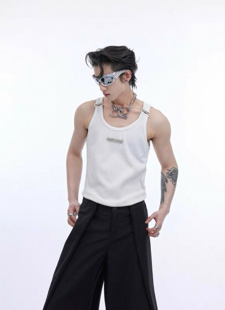 ARGUE 金屬 肩帶 修身 無袖 #背心