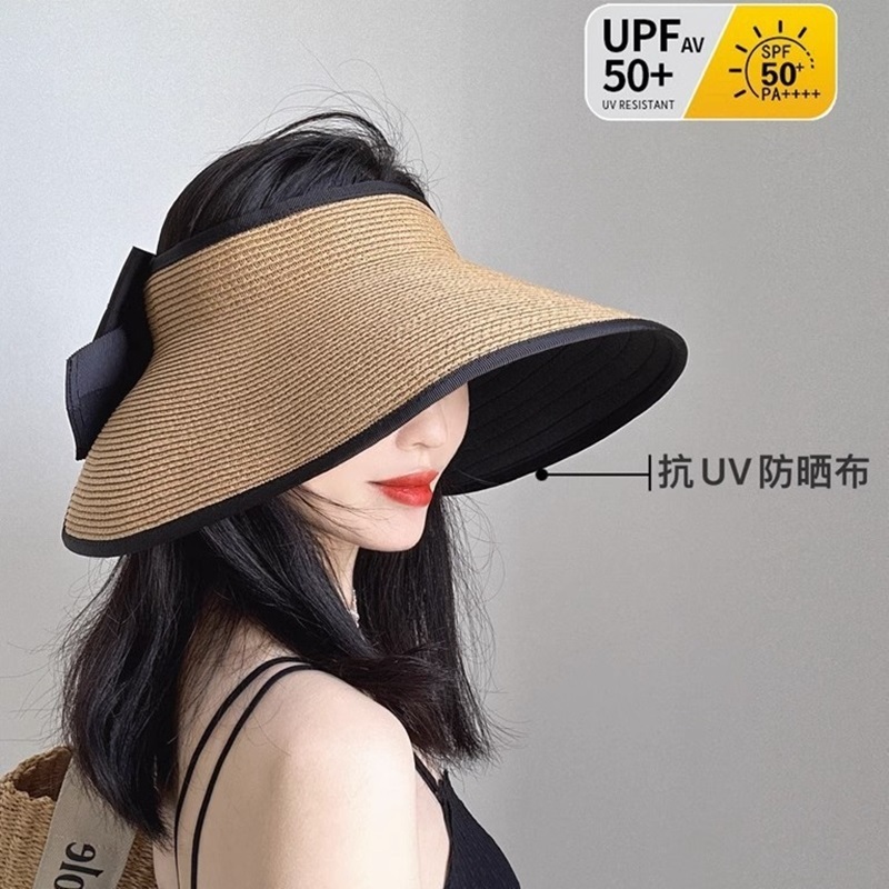 蝴蝶結空頂草帽  五色