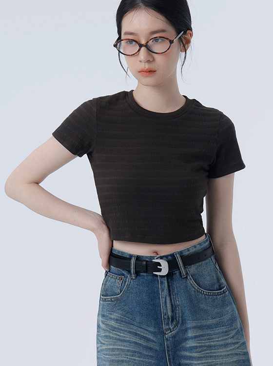 【期間限定】坑條短版上衣