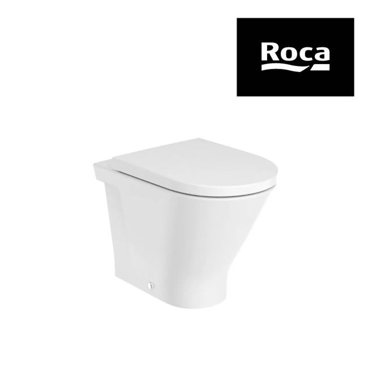 Roca "The Gap Round Rimless" 3470N7000 + 801D12001 Rimless Flushing Toilet with Slow Closing Seat Cover