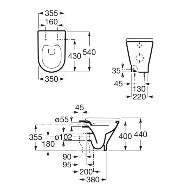 Roca "The Gap Round Rimless" 3470N7000 + 801D12001 Rimless Flushing Toilet with Slow Closing Seat Cover