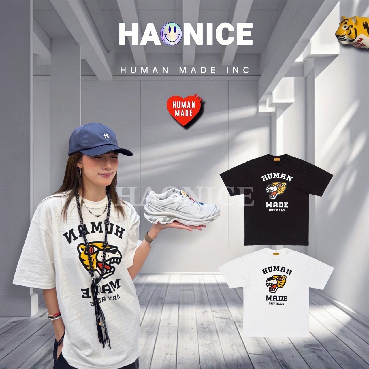 【HAO NICE 】日本🇯🇵潮流 HUMAN MADE GRAPHIC T-SHIRT 25SS 春夏新款 卡通虎頭🐯 經典品牌標語短T 復古風穿搭必備🔥