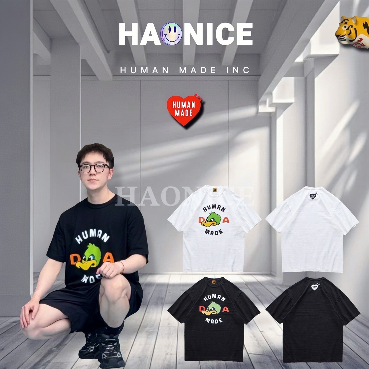 【HAO NICE 】日本🇯🇵潮流 HUMAN MADE 25SS春夏新款 胸前可愛綠頭鴨 🦆經典字母LOGO 日系感🈵️🈵
