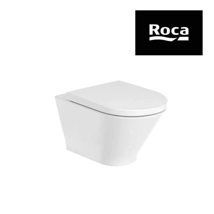 Roca "The Gap Round Rimless" 3460NL000 + 801D12001 Rimless Flushing Wallhung Toilet with Slow Closing Seat Cover
