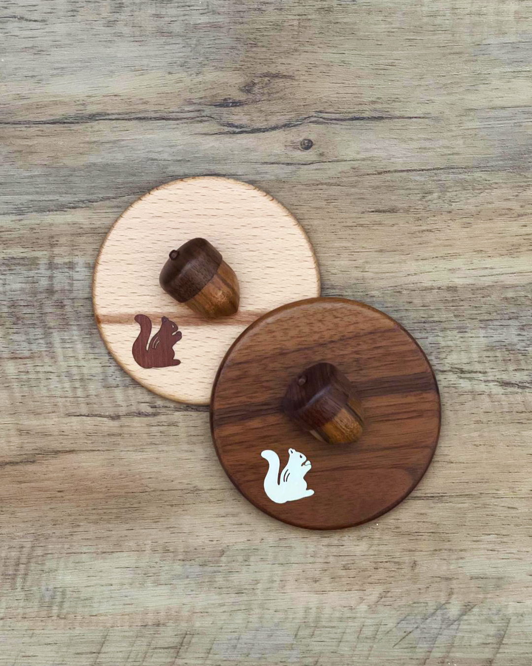 貝象嵌 橡木杯蓋 松鼠｜夢工房