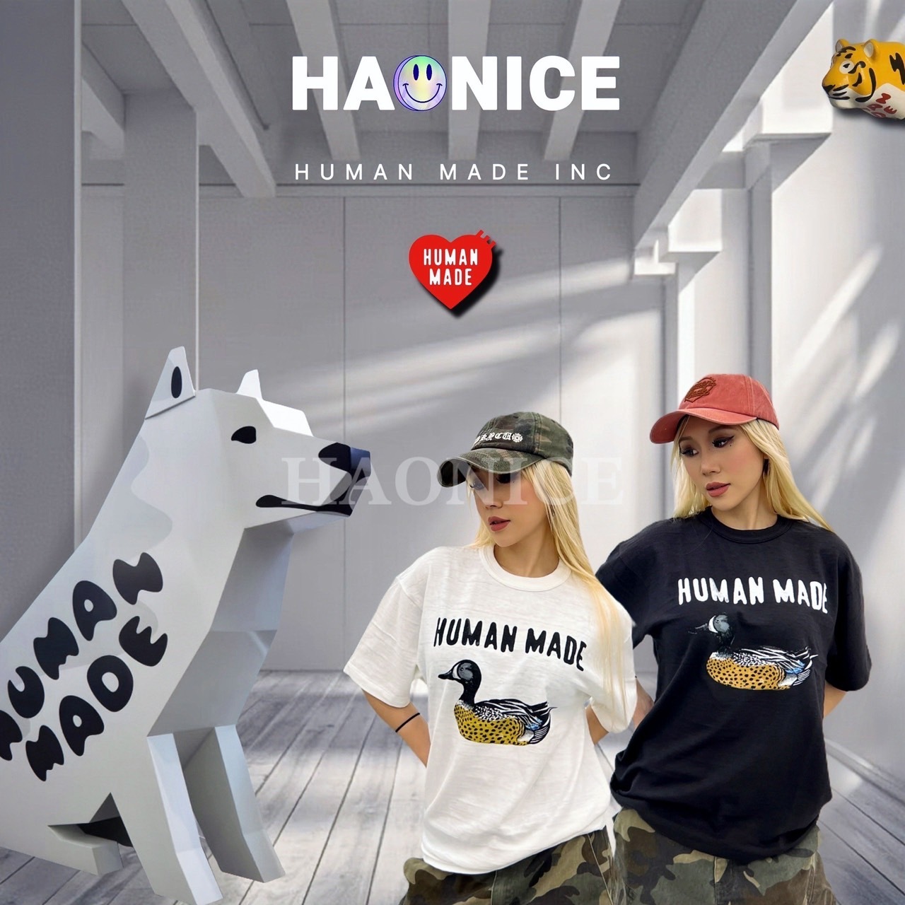 【HAO NICE 】日本🇯🇵潮流 HUMAN MADE 25SS 春夏新款 GRAP T-SHIRT可愛墨風斑點卡通鴨子🦆 日系必備短T❤️